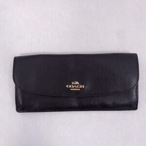 Coach Black Leather Slim Envelope Wallet